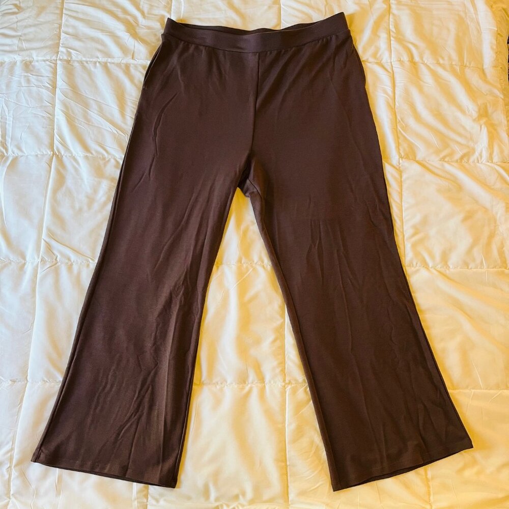 Kim Rogers Pull-on High Rise Wide Leg Pants in Ranch Brown (1X) New with Tag